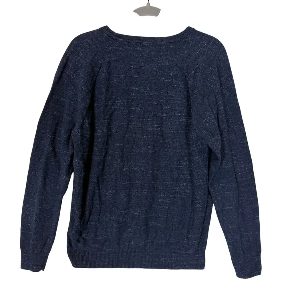 J.CREW Mercantile Sweater Mens Medium Navy Blue Cotton Crewneck Knit‎ Pullover